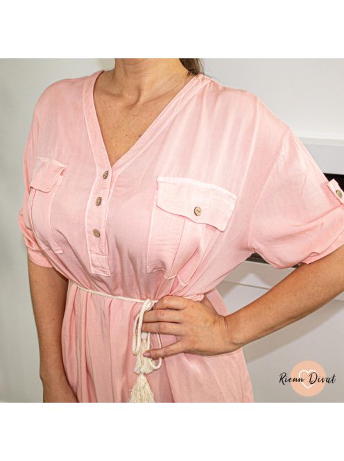 Miriam ultra puha viszkóz ruha - bojtos megkötővel - barack