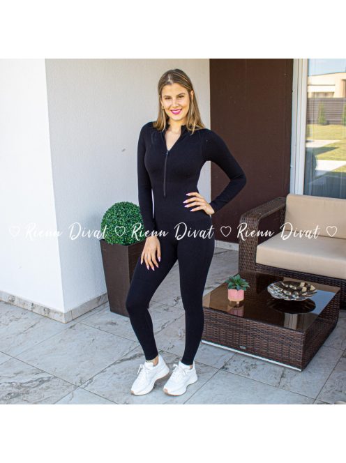 Style extra rugalmas bordázott alakformáló overál - fekete