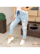 Toledo gumis derekú farmer nadrág csipkével - világoskék