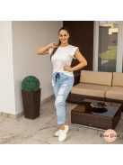 Toledo gumis derekú farmer nadrág csipkével - világoskék