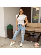 Toledo gumis derekú farmer nadrág csipkével - világoskék