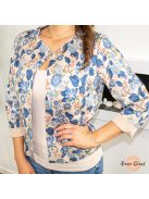 Zelma puha virágmintás blézer zsebekkel - kék 