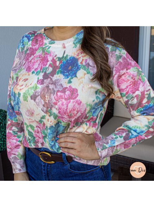 Florence virágmintás puha kötött pulóver