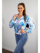 Eloise virágmintás szatén ing - kék 