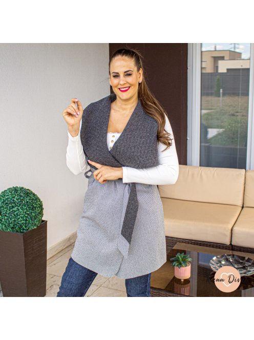 Nora hosszított filc mellény - szürke