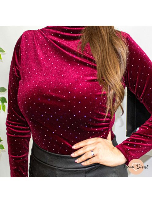 Tina pihe-puha felső strasszokkal - burgundi