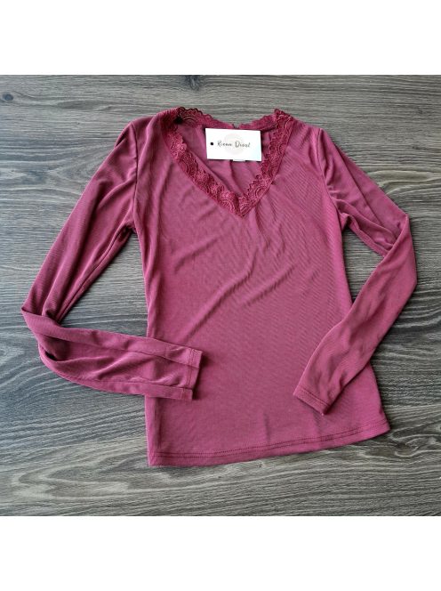 Basic csipkés viszkóz felső - burgundi