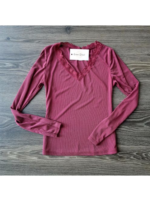 Basic csipkés viszkóz felső - burgundi