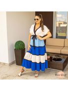 Tricolor fodros maxi ruha - kék