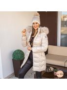 Zolna csillogós bélelt kötött sapka - bézs