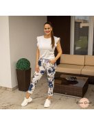 Sunday gumis derekú pamut nadrág - kék virág