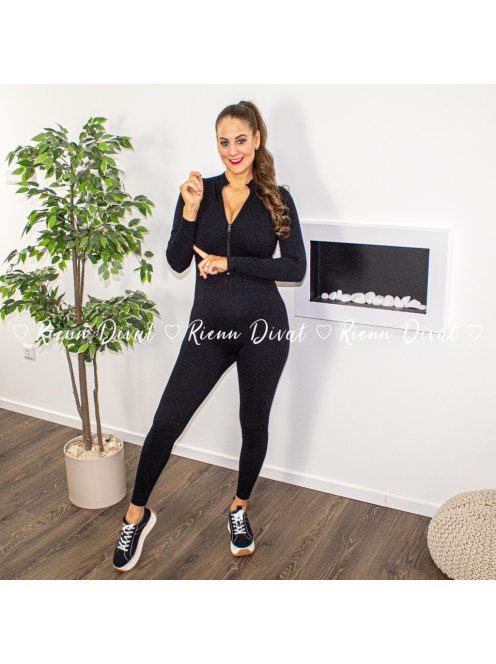 Style extra rugalmas bordázott alakformáló overál - fekete