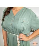 Miriam ultra puha viszkóz ruha - bojtos megkötővel - khaki