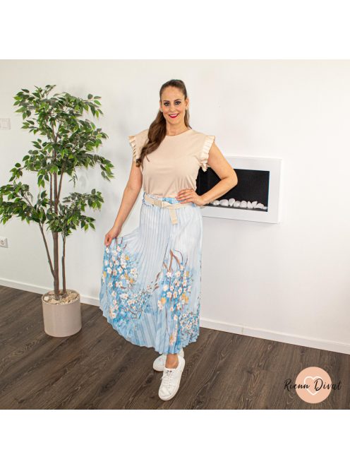 Anette plisszírozott maxi szoknya + öv - kék