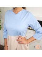 Pamela hagyma fazonú pamut ruha zsebekkel - kék - bézs