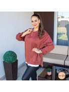 Terrakotta oversize álom puha tunika - cipzárral
