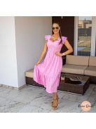 Greta pamut csipke midi ruha - PUSH UP - pink 