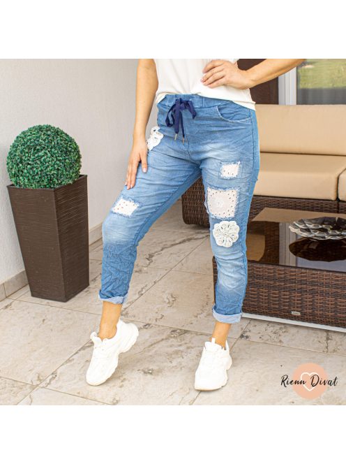 Toledo gumis derekú farmer nadrág csipkével 