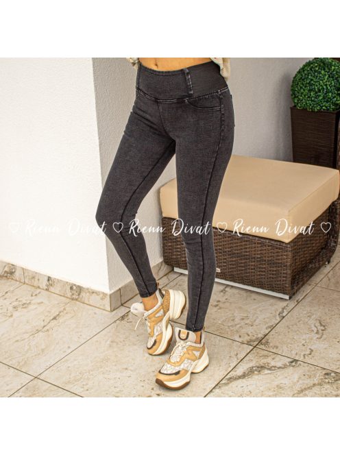 Denim alakformáló farmer leggings - PUSH UP - szürke