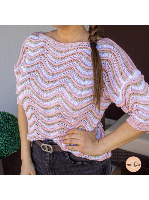 Manna horgolt csillogós felső - púder