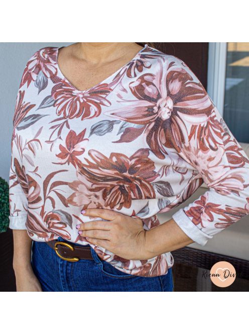 Hanga puha virágmintás viszkóz felső