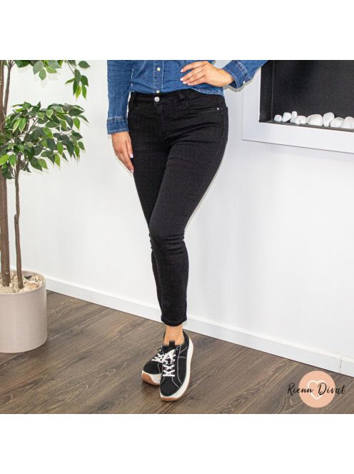 Solar rugalmas skinny farmer nadrág - PUSH UP - fekete