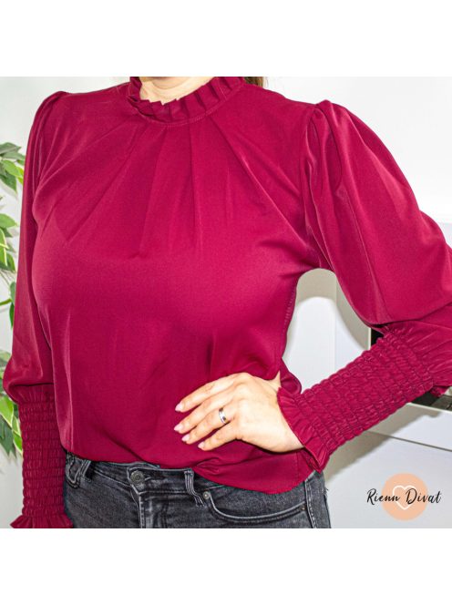 Marvy gumírozott blúz - burgundi