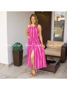 Agotha pántos gumírozott ruha - pink mintás