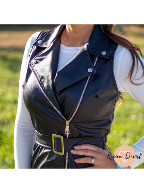 Faux műbőr zippes ruha 