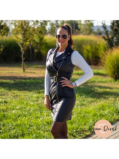 Faux műbőr zippes ruha 