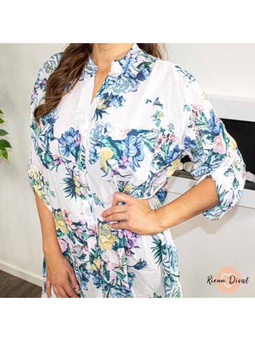 Ada OVERSIZE pamut lenge ing tunika - virágmintás