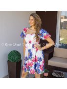 Madeira virágmintás ejtett vállú ruha