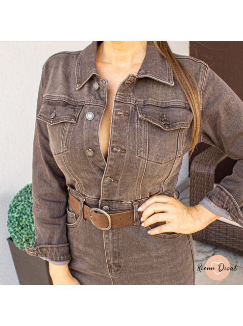 Rieka farmer mini ruha + öv - taupe