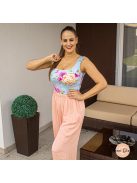 Reyna virágmintás poliamid top - PUSH UP - világoskék