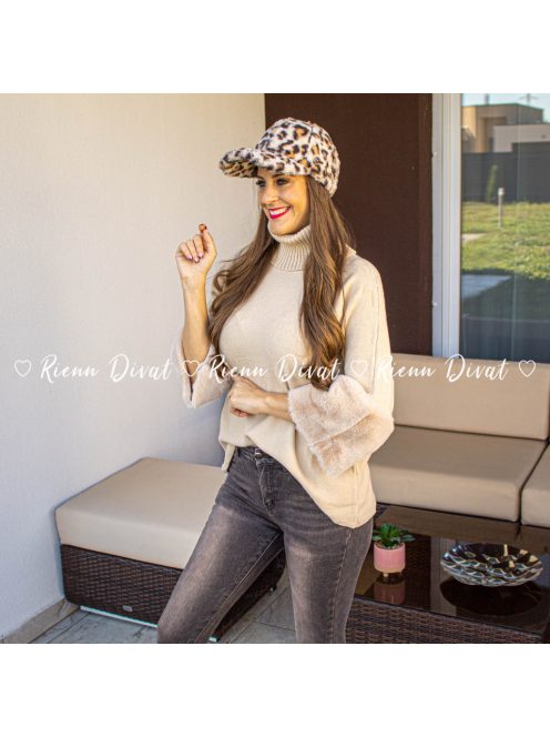 Cap pihe-puha szőrmés leopárd mintás sapka 