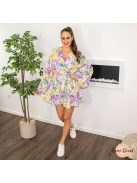 Blanche viszkóz virágmintás overál megkötővel