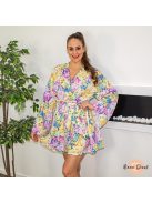Blanche viszkóz virágmintás overál megkötővel