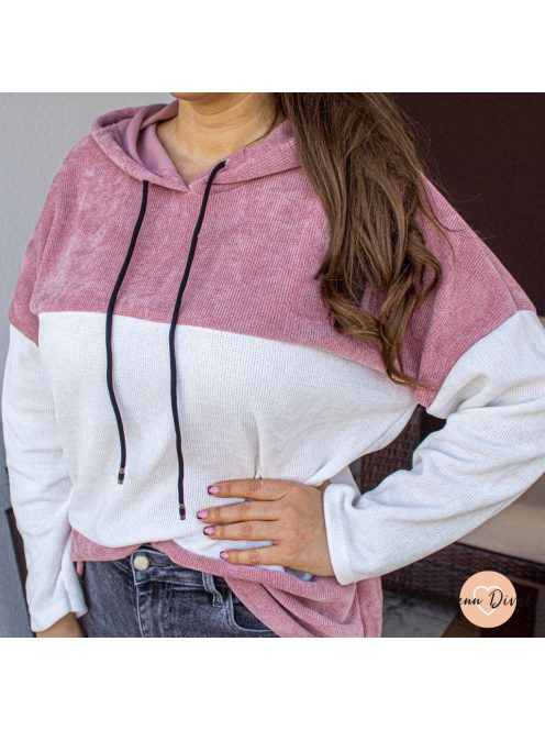 Serena puha viszkóz kapucnis pulóver - púder