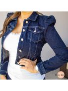 Indigo karcsúsított puffos ujjú farmer dzseki 