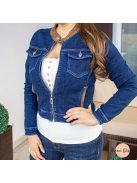 Brisbane műbőrrel kombinált karcsúsított farmer dzseki 