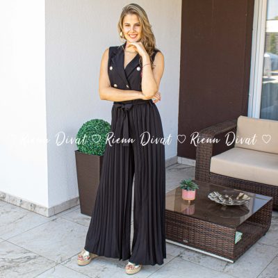 Carol plisszírozott overál - fekete