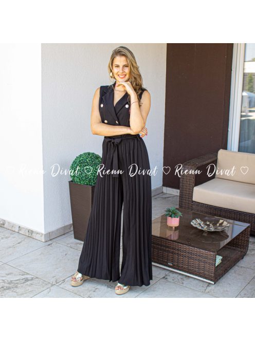 Carol plisszírozott overál - fekete