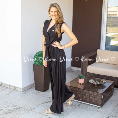 Carol plisszírozott overál - fekete