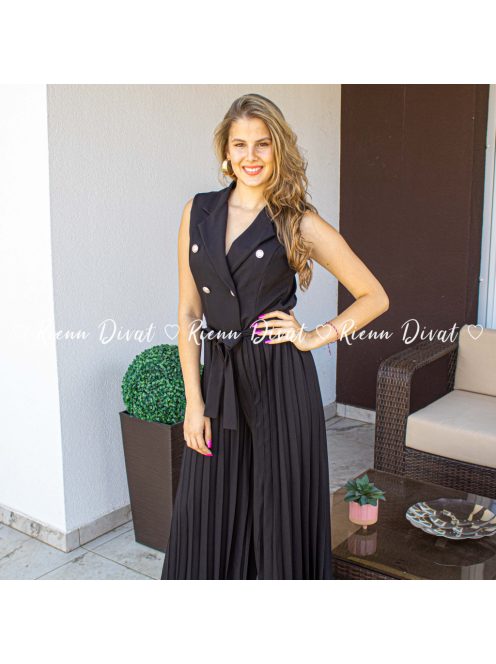 Carol plisszírozott overál - fekete