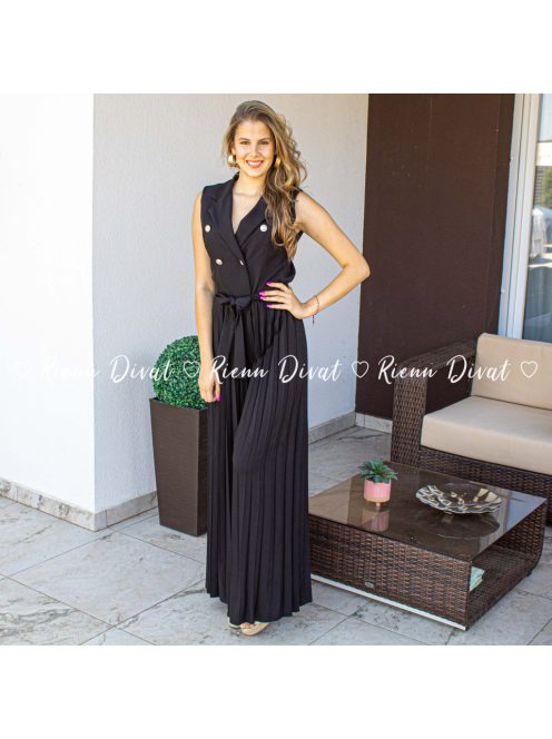 Carol plisszírozott overál - fekete