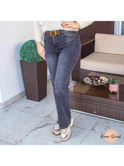 Palazzo rugalmas farmer nadrág + öv - szürke 