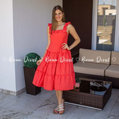 Greece viszkóz midi ruha - korall 