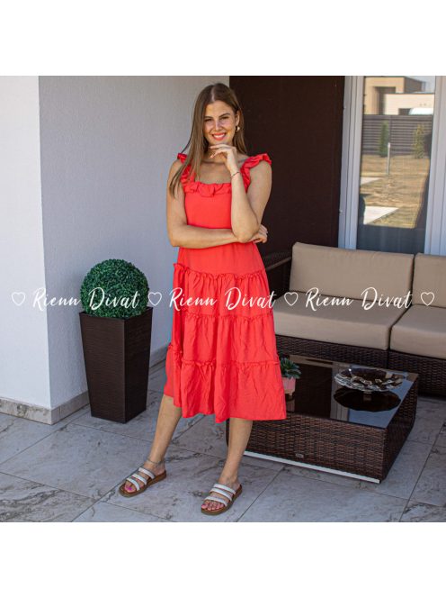 Greece viszkóz midi ruha - korall 