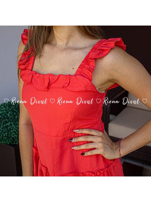 Greece viszkóz midi ruha - korall 