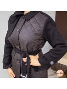 Rema szövet kabát steppelt részletekkel - fekete 